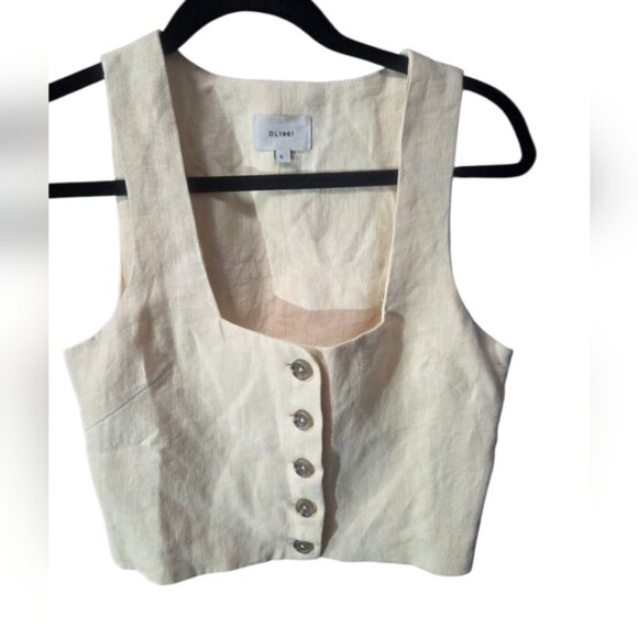 DL1961 Cream Buttoned Crop Tank Top Size S - Picture 1 of 4